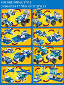 HUIQIBAO TOYS 700 Pieces 8 in 1 3 Changes City Police Command Truck Building Blocks, Police Robot, SWAT Station, Car, Helicopter, Machine, Special Forces Figure, Educational Toy Model for Kids, Birthday Gifts