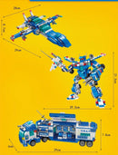 HUIQIBAO TOYS 700 Pieces 8 in 1 3 Changes City Police Command Truck Building Blocks, Police Robot, SWAT Station, Car, Helicopter, Machine, Special Forces Figure, Educational Toy Model for Kids, Birthday Gifts