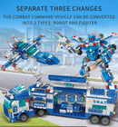 HUIQIBAO TOYS 700 Pieces 8 in 1 3 Changes City Police Command Truck Building Blocks, Police Robot, SWAT Station, Car, Helicopter, Machine, Special Forces Figure, Educational Toy Model for Kids, Birthday Gifts