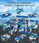 HUIQIBAO TOYS 700 Pieces 8 in 1 3 Changes City Police Command Truck Building Blocks, Police Robot, SWAT Station, Car, Helicopter, Machine, Special Forces Figure, Educational Toy Model for Kids, Birthday Gifts