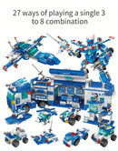 HUIQIBAO TOYS 700 Pieces 8 in 1 3 Changes City Police Command Truck Building Blocks, Police Robot, SWAT Station, Car, Helicopter, Machine, Special Forces Figure, Educational Toy Model for Kids, Birthday Gifts