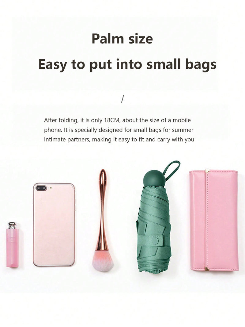Paraguas cápsula para mujer, protección UV contra el sol y la lluvia, dos en uno, ultraligero y compacto, mini plegable, portátil para la escuela, la oficina, el hogar, viajes y material escolar.