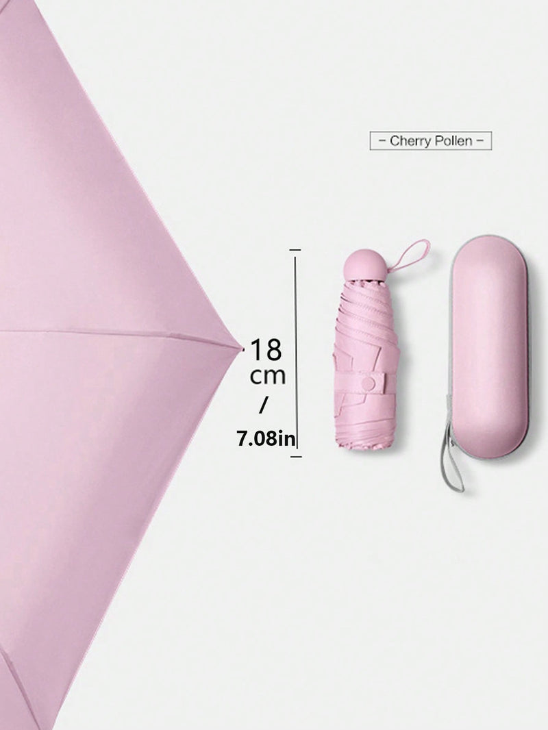 Paraguas cápsula para mujer, protección UV contra el sol y la lluvia, dos en uno, ultraligero y compacto, mini plegable, portátil para la escuela, la oficina, el hogar, viajes y material escolar.
