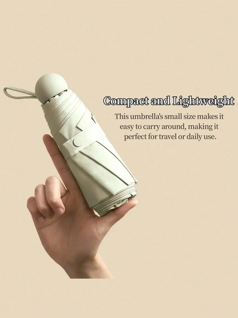 Paraguas cápsula para mujer, protección UV contra el sol y la lluvia, dos en uno, ultraligero y compacto, mini plegable, portátil para la escuela, la oficina, el hogar, viajes y material escolar.