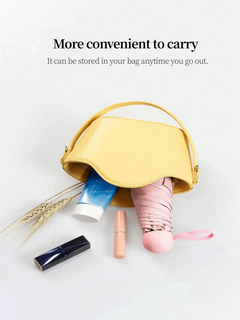 Paraguas cápsula para mujer, protección UV contra el sol y la lluvia, dos en uno, ultraligero y compacto, mini plegable, portátil para la escuela, la oficina, el hogar, viajes y material escolar.
