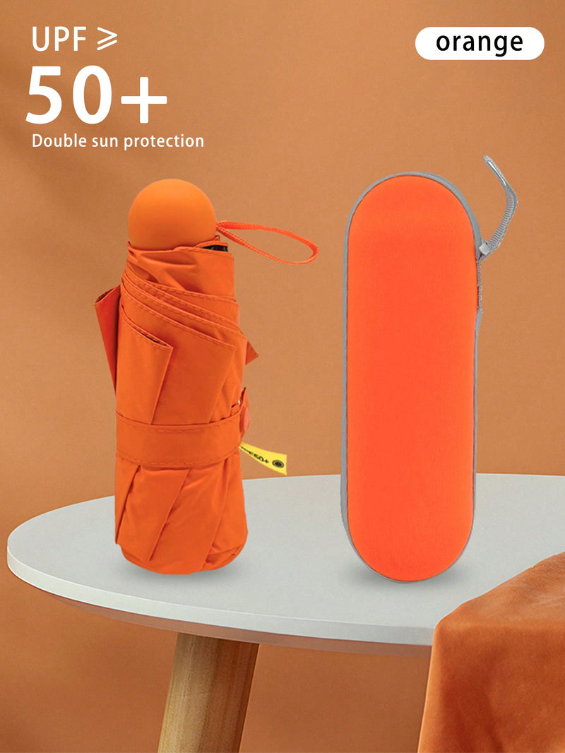 Paraguas cápsula para mujer, protección UV contra el sol y la lluvia, dos en uno, ultraligero y compacto, mini plegable, portátil para la escuela, la oficina, el hogar, viajes y material escolar.
