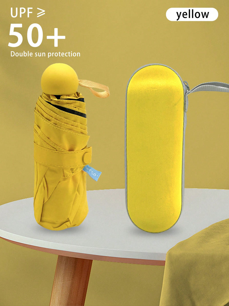 Paraguas cápsula para mujer, protección UV contra el sol y la lluvia, dos en uno, ultraligero y compacto, mini plegable, portátil para la escuela, la oficina, el hogar, viajes y material escolar.
