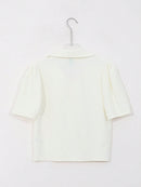 DAZY Solid Rib Knit Puff Sleeve Top