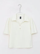 DAZY Solid Rib Knit Puff Sleeve Top