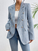 Blazer de Manga Longa Simples em tweed