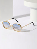 015068863-0009-SX2358 1 Piece Metal Texture Fashion Glasses for Men and Women, Fashionable Polygonal Geometric Glasses for Indoor and Outdoor Use, Black/Gold/Silver/Brown, Stylish and Cool Glasses Suitable for All Seasons, Thick Frame