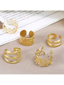 Juego de 5 pendientes retro dorados con clip para las orejas, pendientes clásicos y elegantes para mujer, joyería