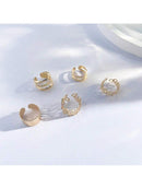 Juego de 5 pendientes retro dorados con clip para las orejas, pendientes clásicos y elegantes para mujer, joyería