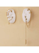 Juego de 5 pendientes retro dorados con clip para las orejas, pendientes clásicos y elegantes para mujer, joyería