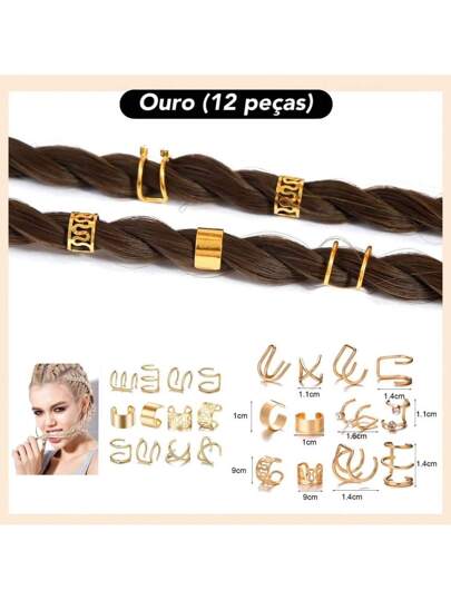5 Peças Conjunto De Brincos Retrô Dourados