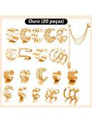 Juego de 5 pendientes retro dorados con clip para las orejas, pendientes clásicos y elegantes para mujer, joyería