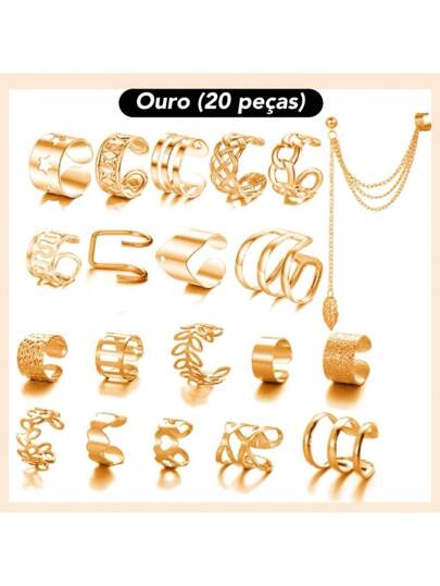 5 Peças Conjunto De Brincos Retrô Dourados