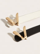 2 Pcs/Set Women's Basic Alphabet Decoration Belt With Metal Buckle, Suitable For Daily Wear