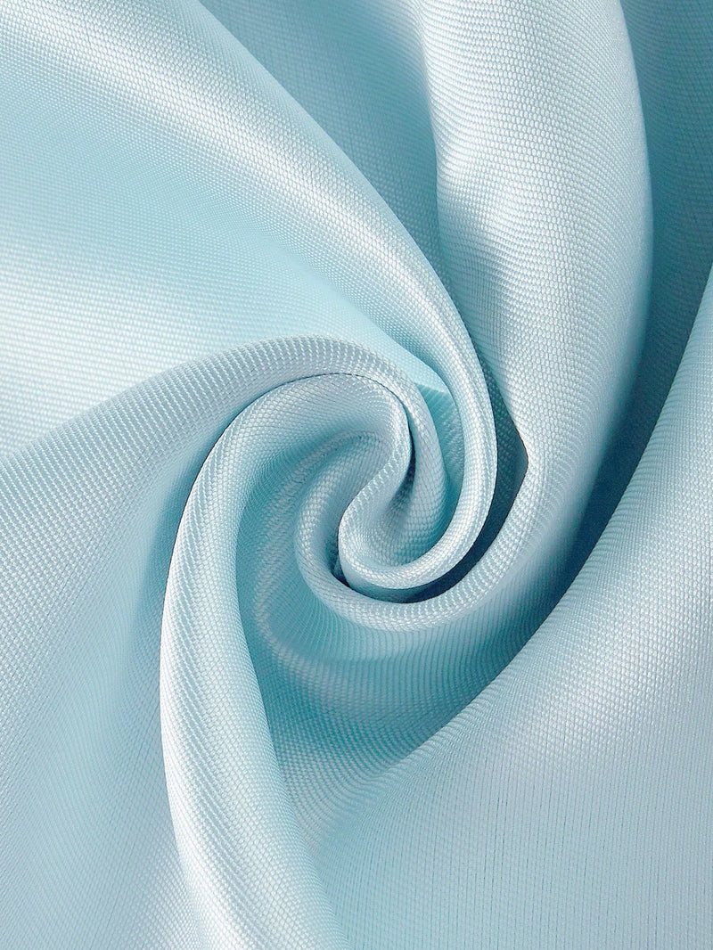 Lovelzi Elegant and Magnificent, Dignified and Generous, Retro and Charming, Aqua Satin Dress with Gold Thread Applique on One Shoulder with Padding on Bust, High Waist Design A-Line Silhouette with Pleated Hem Mid-Length, Suitable for Party,