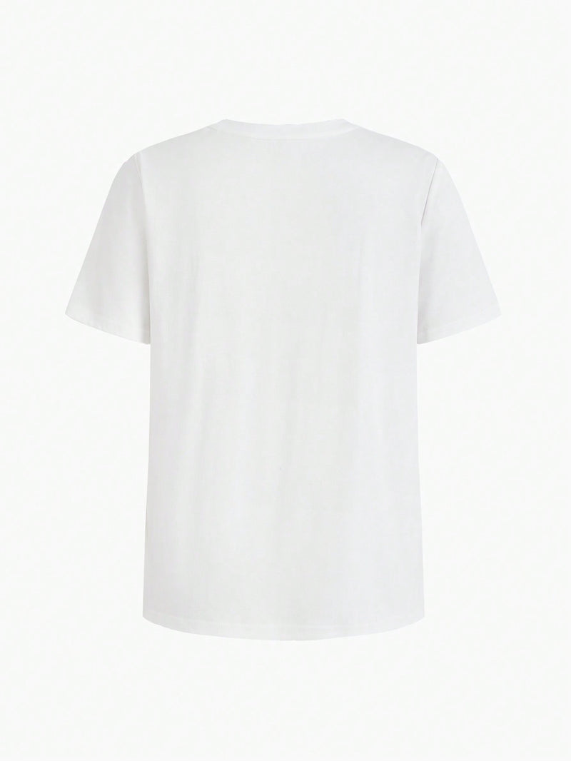 Camiseta de manga corta con lentejuelas y estampado floral de patchwork de MOTF PREMIUM