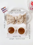 Conjunto de 2 accesorios para el cabello para niños y niñas, diadema redonda con lazo liso, gafas de sol, protección para el cabello, solo tarjeta, sin envío.