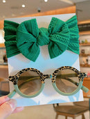 Conjunto de 2 accesorios para el cabello para niños y niñas, diadema redonda con lazo liso, gafas de sol, protección para el cabello, solo tarjeta, sin envío.