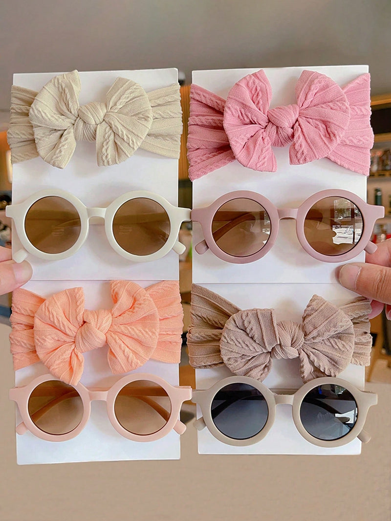 Bandana com Laço e Óculos de Sol Fashion para Meninos e Meninas