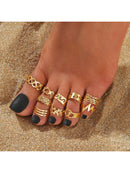 ✨💛 Golden Vintage Set – 10 Adjustable Rings for a Touch of Charm! 💛✨