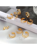 ✨💛 Golden Vintage Set – 10 Adjustable Rings for a Touch of Charm! 💛✨