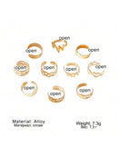✨💛 Golden Vintage Set – 10 Adjustable Rings for a Touch of Charm! 💛✨