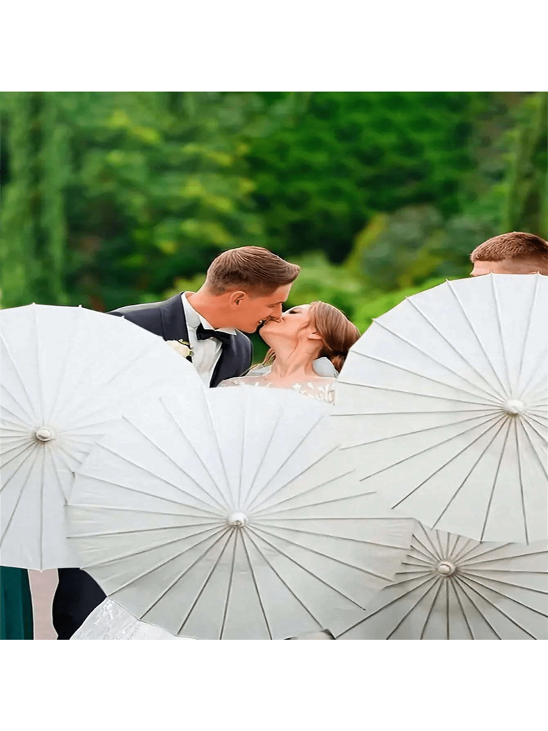 1 paraguas de papel blanco de 24 pulgadas, ideal para pintar, ideal para bodas, como regalo de cumpleaños creativo. Ideal para recuerdos de boda, estilo japonés y chino.