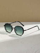 015068863-0009-SX2358 1 Piece Metal Texture Fashion Glasses for Men and Women, Fashionable Polygonal Geometric Glasses for Indoor and Outdoor Use, Black/Gold/Silver/Brown, Stylish and Cool Glasses Suitable for All Seasons, Thick Frame