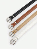 4 Pieces Women Leather Belt, Thin Waist Belt with Metal Buckle for Trousers, Denim and Dresses for Student and Teenager.