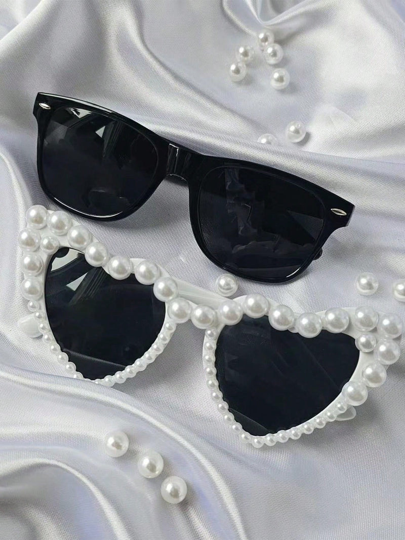 Kit 2 Óculos de Coração com Pérolas