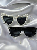 2 Pieces Vintage Style Heart Shaped Pearl Decorated Party/Wedding Glasses Set Women Beach Accessories Sunglasses Valentine's Day