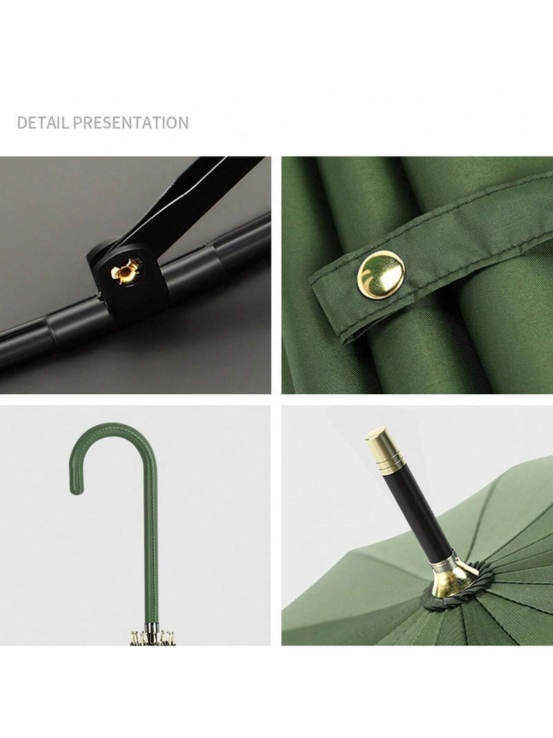 Paraguas japonés de mango largo para días soleados y lluviosos, negro, grande, resistente a tormentas, 16 varillas, automático e impermeable, diseño de corazón de San Valentín para niño.