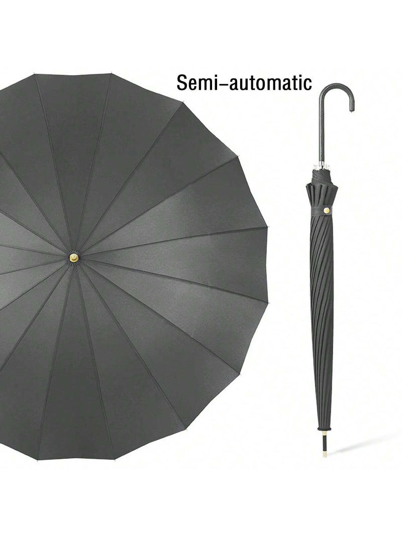 Paraguas japonés de mango largo para días soleados y lluviosos, negro, grande, resistente a tormentas, 16 varillas, automático e impermeable, diseño de corazón de San Valentín para niño.