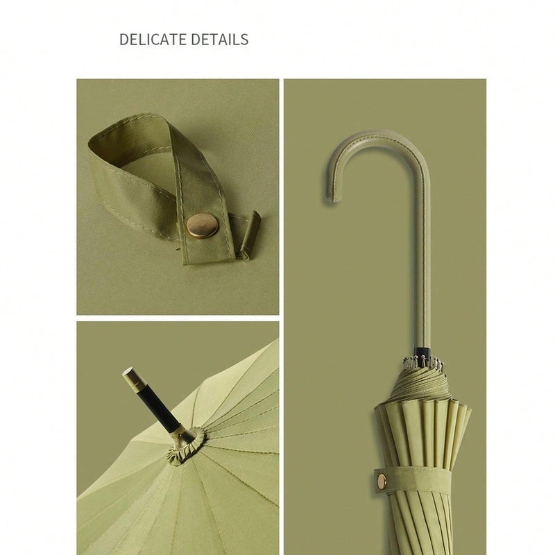 Paraguas japonés de mango largo para días soleados y lluviosos, negro, grande, resistente a tormentas, 16 varillas, automático e impermeable, diseño de corazón de San Valentín para niño.