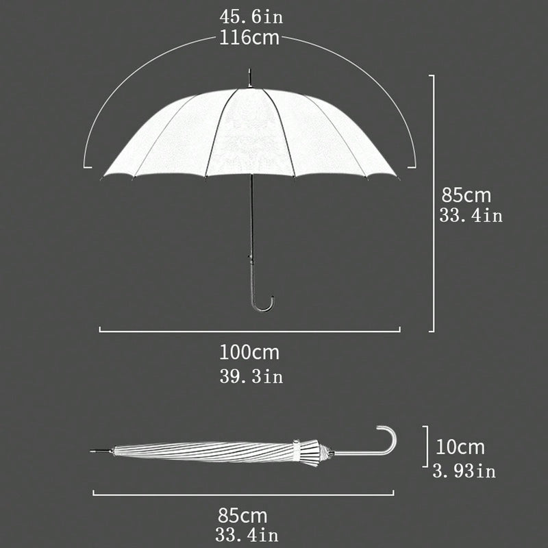 Paraguas japonés de mango largo para días soleados y lluviosos, negro, grande, resistente a tormentas, 16 varillas, automático e impermeable, diseño de corazón de San Valentín para niño.