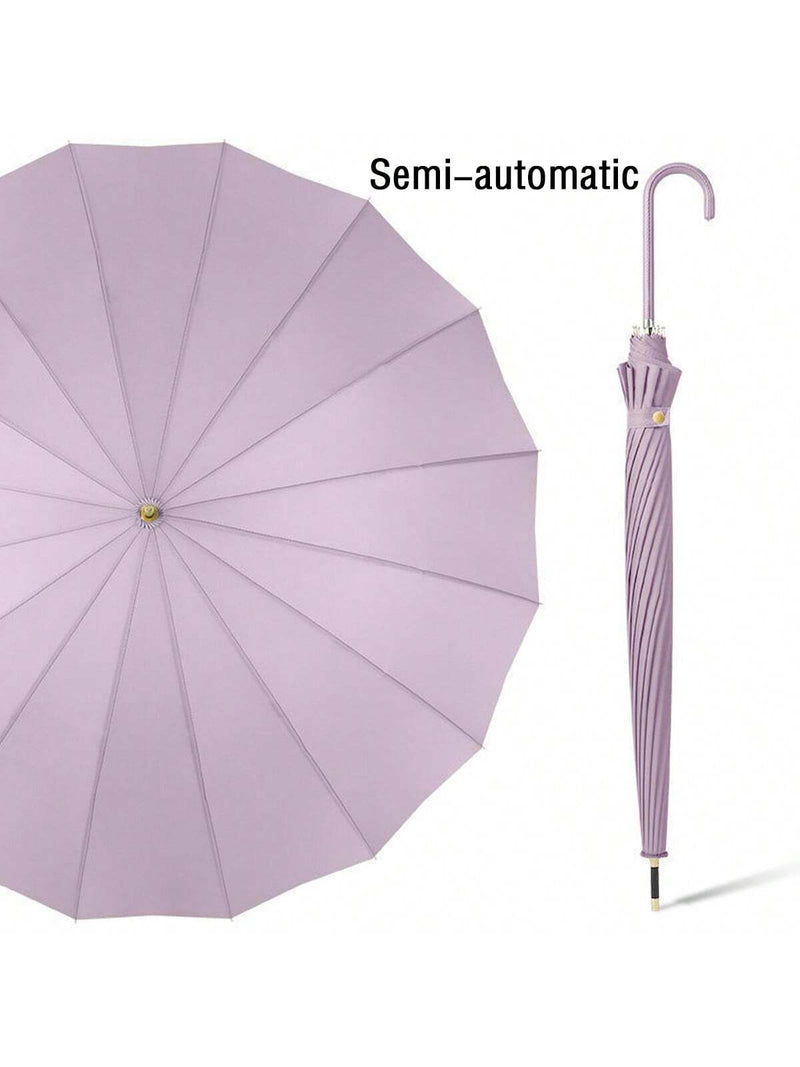 Paraguas japonés de mango largo para días soleados y lluviosos, negro, grande, resistente a tormentas, 16 varillas, automático e impermeable, diseño de corazón de San Valentín para niño.