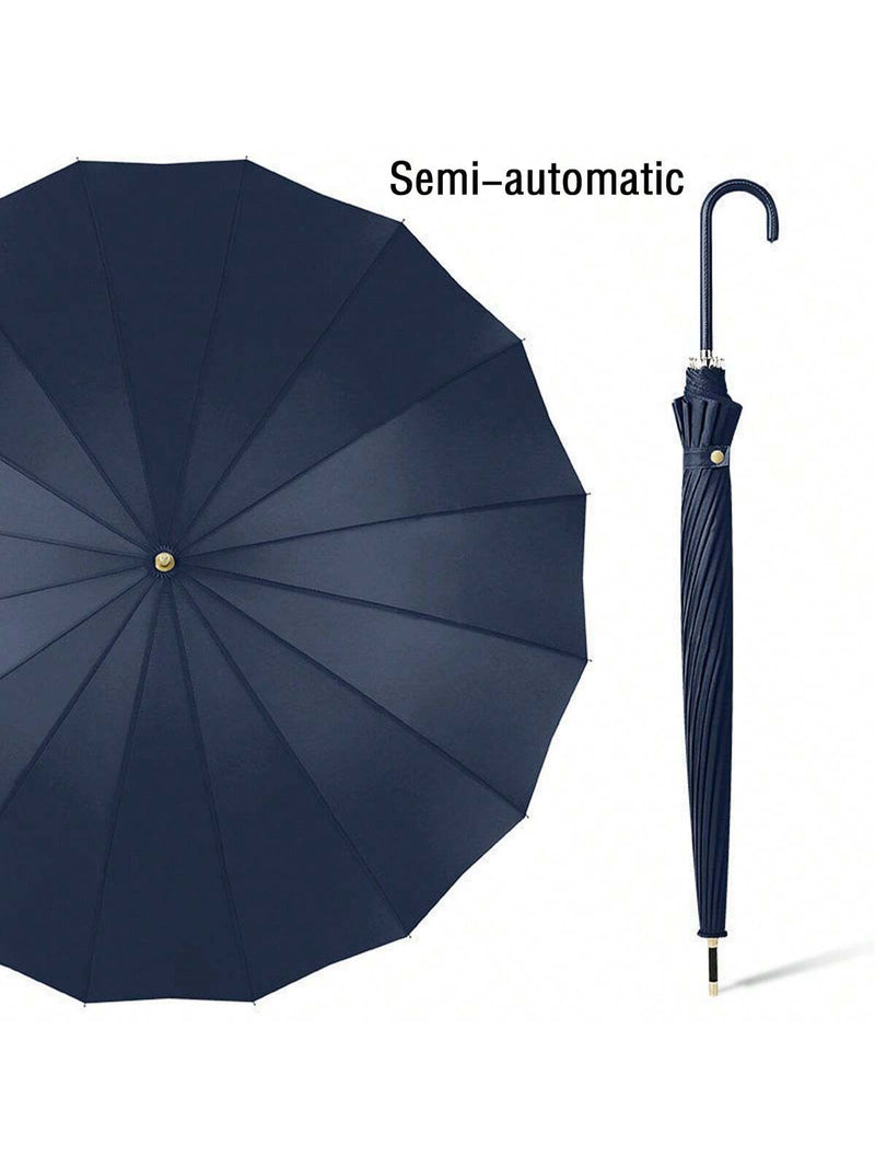 Paraguas japonés de mango largo para días soleados y lluviosos, negro, grande, resistente a tormentas, 16 varillas, automático e impermeable, diseño de corazón de San Valentín para niño.