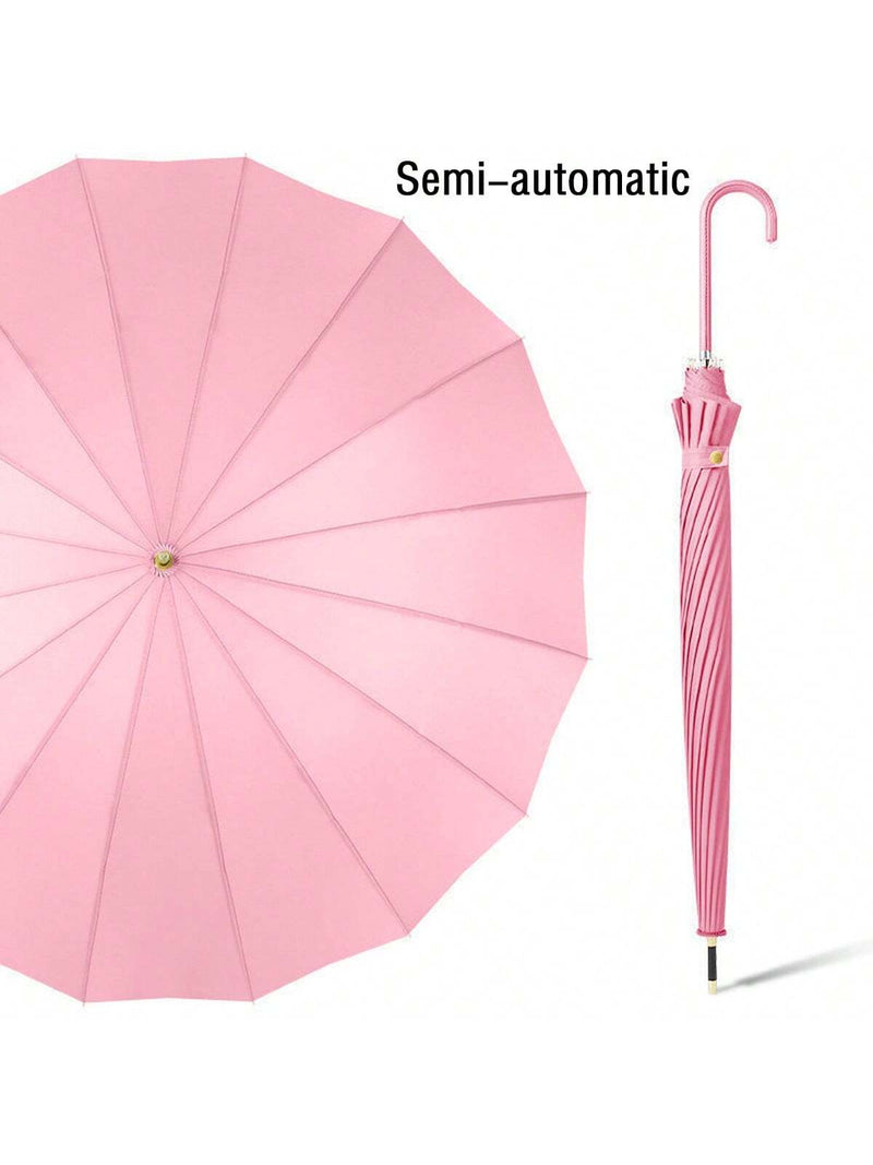 Paraguas japonés de mango largo para días soleados y lluviosos, negro, grande, resistente a tormentas, 16 varillas, automático e impermeable, diseño de corazón de San Valentín para niño.