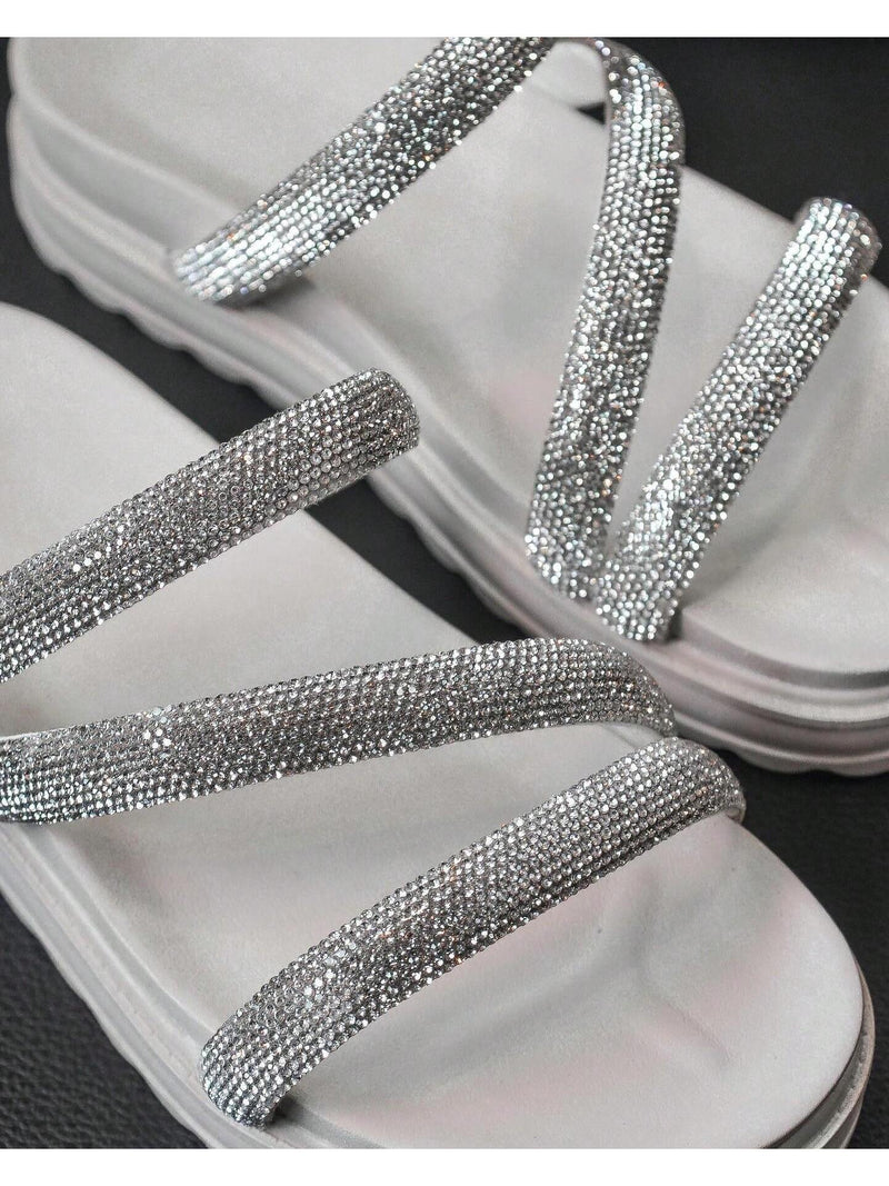Sandalias Birkenstock para mujer, brillantes, planas, con diamantes de imitación, delicadas, cómodas y suaves.