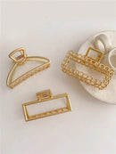 ✨ Fashionable women's hair clips ✨ in metal, claw style, in 🥇 gold and 🥈 silver colors, with geometric design 🔶