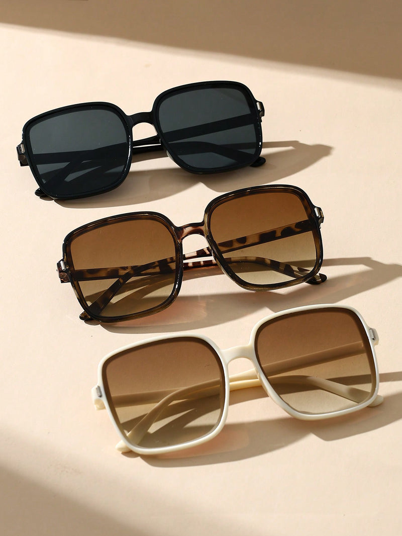 3 gafas de montura cuadrada extragrandes de moda Y2K para mujer, accesorios para viajes, fiestas, festivales de música, senderismo y playa.