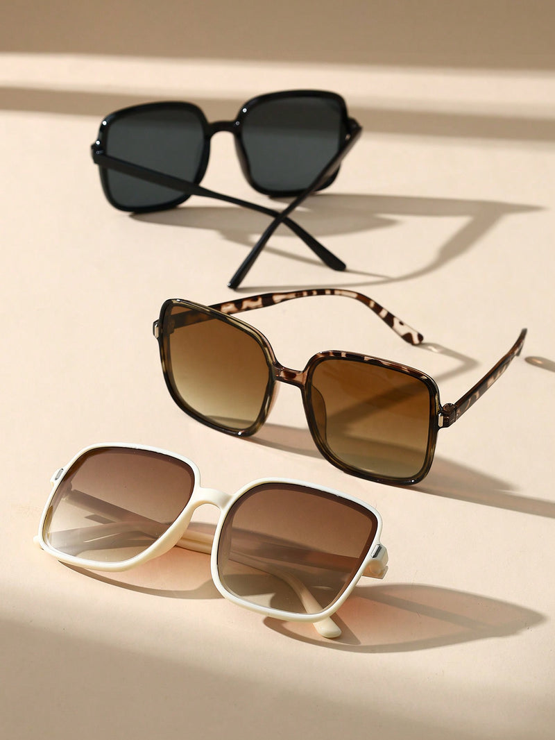 3 gafas de montura cuadrada extragrandes de moda Y2K para mujer, accesorios para viajes, fiestas, festivales de música, senderismo y playa.