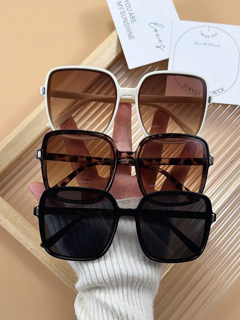 3 gafas de montura cuadrada extragrandes de moda Y2K para mujer, accesorios para viajes, fiestas, festivales de música, senderismo y playa.