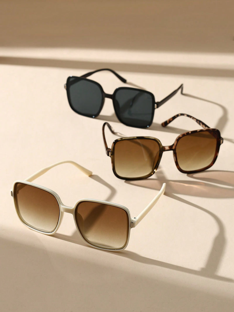 3 gafas de montura cuadrada extragrandes de moda Y2K para mujer, accesorios para viajes, fiestas, festivales de música, senderismo y playa.