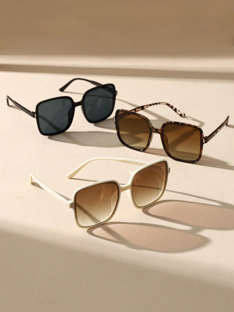 3 gafas de montura cuadrada extragrandes de moda Y2K para mujer, accesorios para viajes, fiestas, festivales de música, senderismo y playa.