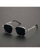 1 Piece Silver Metal Steampunk Square Frame Glasses - Unique and Cool Retro Design, Fashion and Stylish - Suitable for Both Men and Women, Perfect for Outdoor Enthusiasts, Ideal for Sports, Parties, Vacations, Traveling